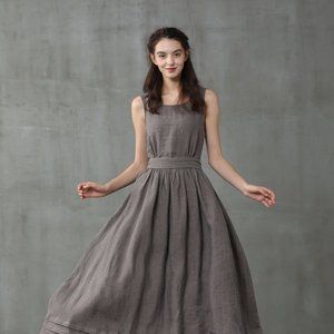 Cross back linen dress